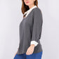Blusa feminina Karen Scott de algodão com camadas, cor carvão, tamanho X-S