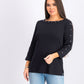 Karen Scott Top Feminino de Algodão com Decote Canoa e Tachas, Preto, Tamanho Extra Pequeno