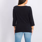 Karen Scott Top Feminino de Algodão com Decote Canoa e Tachas, Preto, Tamanho Extra Pequeno