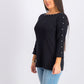 Karen Scott Top Feminino de Algodão com Decote Canoa e Tachas, Preto, Tamanho Extra Pequeno