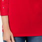 Karen Scott Top Feminino de Algodão com Decote Canoa e Tachas, Vermelho, Tamanho Médio