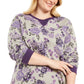 Karen Scott Blusa feminina plus size de lã estampada com gola redonda, roxa 1X