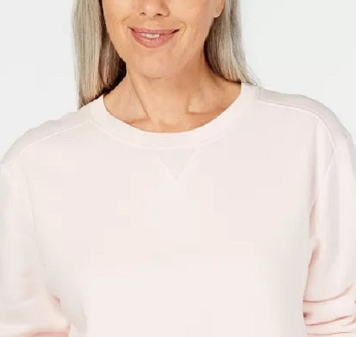 Karen Scott Moletom feminino esportivo de manga comprida e gola redonda, rosa, tamanho extrapequeno