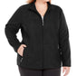 Jaqueta feminina Karen Scott Plus Size com zíper frontal, preta, tamanho 3X