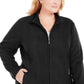 Jaqueta feminina Karen Scott Plus Size com zíper frontal, preta, tamanho 3X