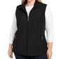 Colete feminino plus size com zíper frontal Karen Scott, preto, tamanho 3X