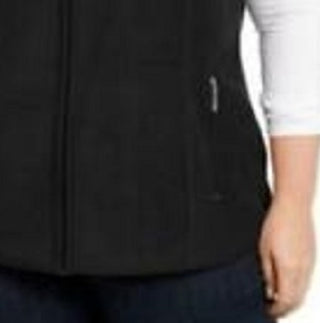 Colete feminino plus size com zíper frontal Karen Scott, preto, tamanho 3X