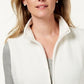 Colete feminino Karen Scott Plus Size com zíper frontal, branco, tamanho 3X