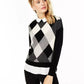 Suéter feminino Charter Club Argyle Cashmere com aparência em camadas, tamanhos regular e pequeno, preto, tamanho médio