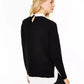 Suéter feminino Charter Club Argyle Cashmere com aparência em camadas, tamanhos regular e pequeno, preto, tamanho médio