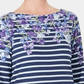 Karen Scott Blusa Feminina Estampada Manga Três Quartos Azul Tamanho Médio