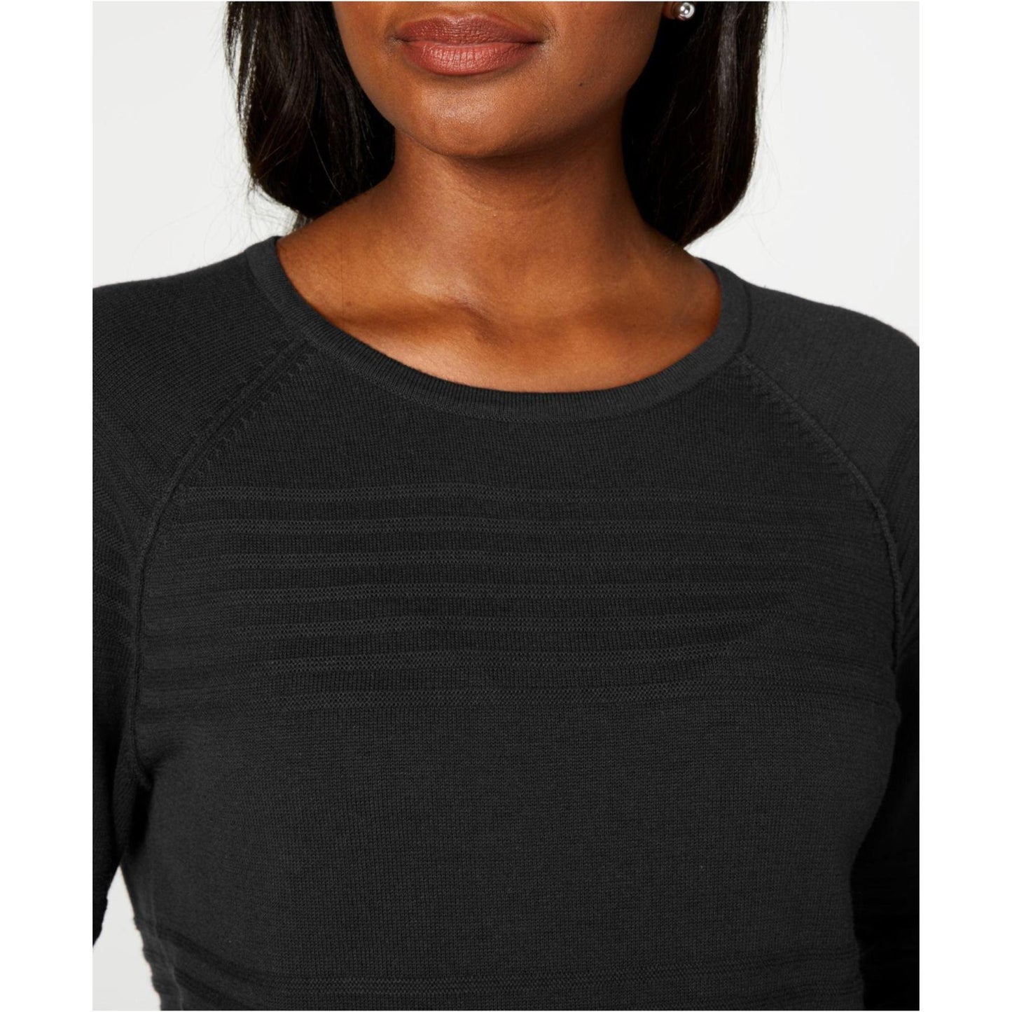 Karen Scott Suéter Feminino de Algodão com Canelado Preto Tamanho X-G