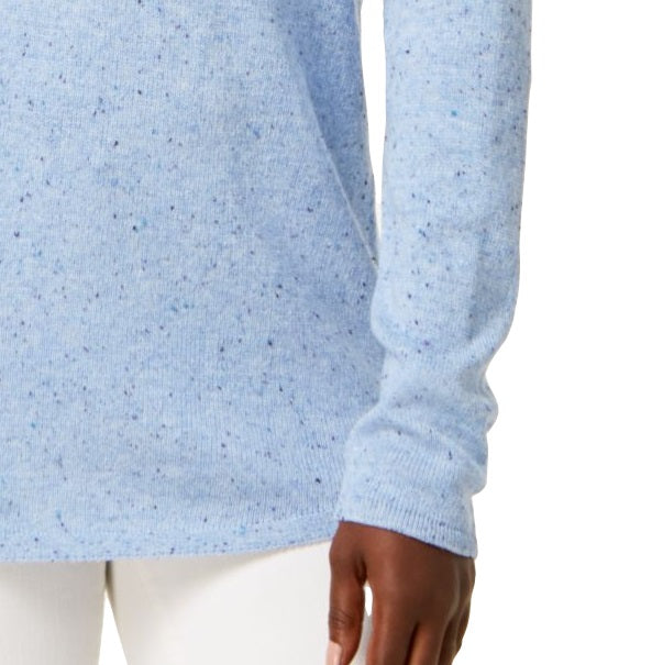 Suéter feminino Karen Scott com bainha curva, azul, tamanho médio