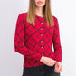 Karen Scott Cardigan Xadrez Pamela Feminino Petite Vermelho Brilhante Tamanho Médio