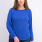 Blusa feminina Karen Scott de algodão mesclado com bainha curva, azul, tamanho grande