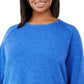 Karen Scott Suéter Feminino Plus Size com Bainha Curva Azul Tamanho 1X