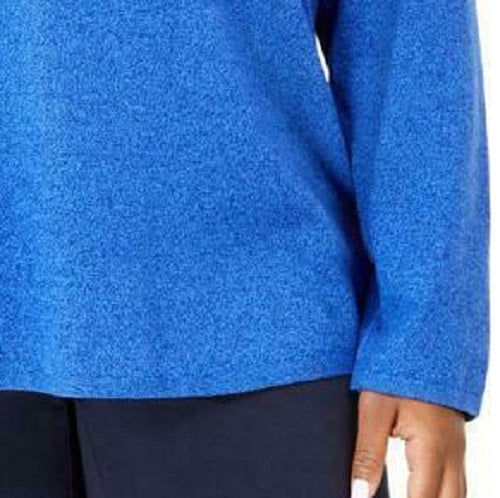 Karen Scott Suéter Feminino Plus Size com Bainha Curva Azul Tamanho 1X