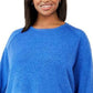 Karen Scott Suéter Feminino Plus Size com Bainha Curva Azul Tamanho 2X