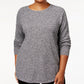 Karen Scott Suéter Feminino Plus Size com Bainha Curva Branco Tamanho 1X