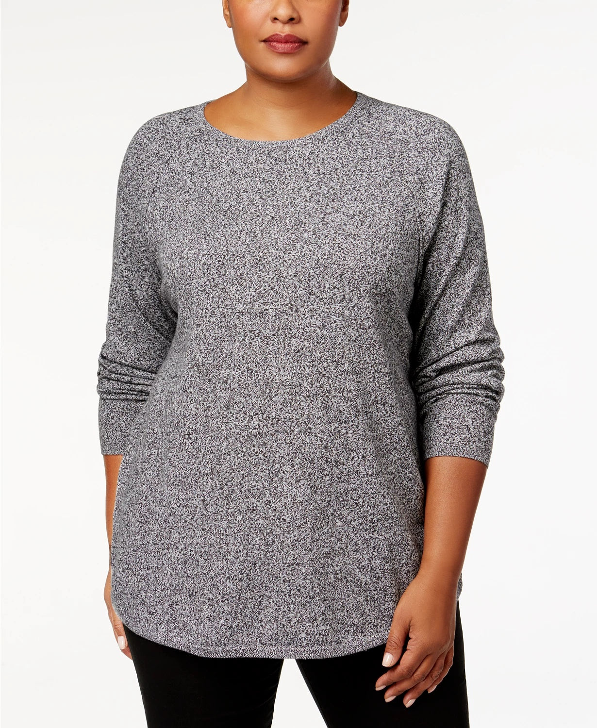 Karen Scott Suéter Feminino Plus Size com Bainha Curva Branco Tamanho 1X