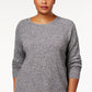 Karen Scott Suéter Feminino Plus Size com Bainha Curva Branco Tamanho 1X