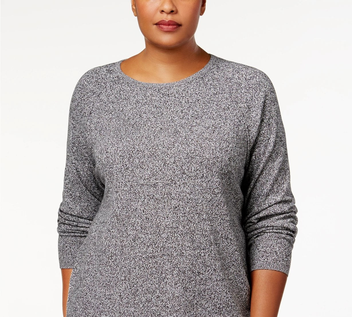 Karen Scott Suéter Feminino Plus Size com Bainha Curva Branco Tamanho 1X