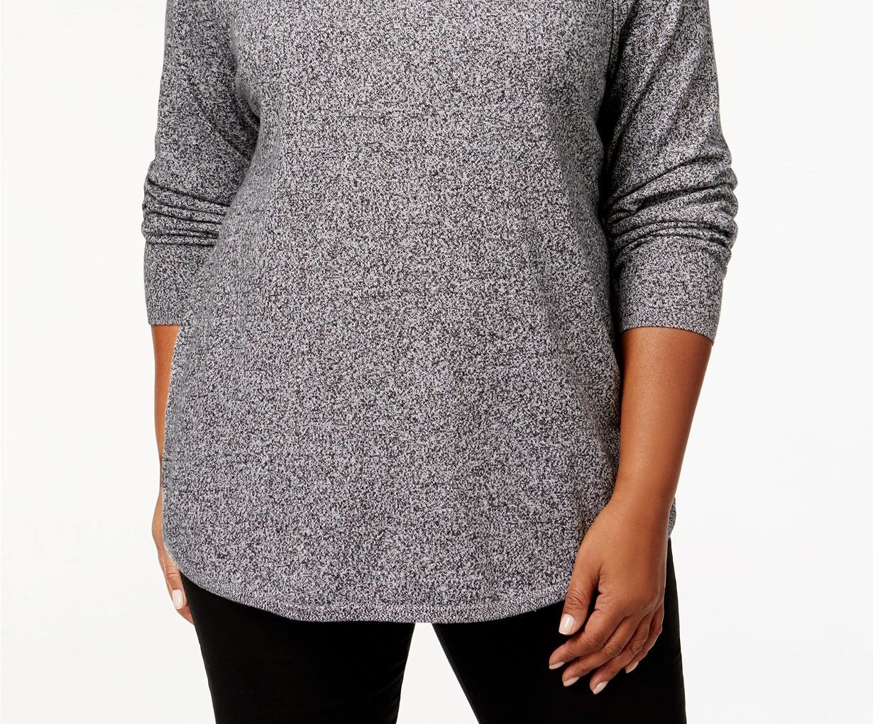 Karen Scott Suéter Feminino Plus Size com Bainha Curva Branco Tamanho 1X