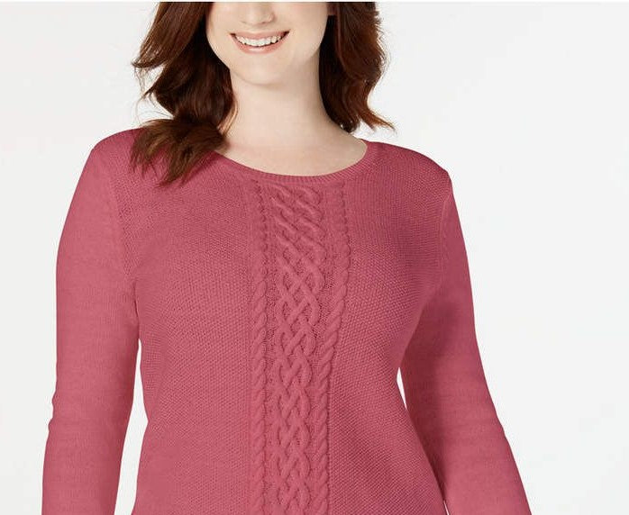 Suéter Karen Scott Feminino em Tricô com Cabo Rosa Tamanho Médio