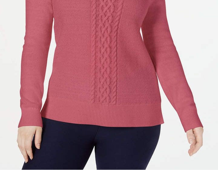 Suéter Karen Scott Feminino em Tricô com Cabo Rosa Tamanho Médio