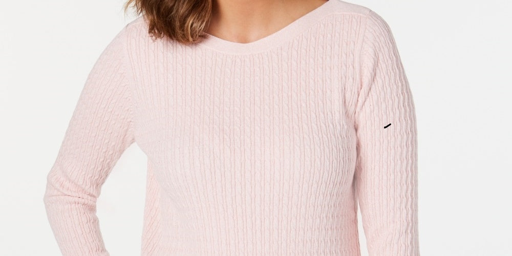 Karen Scott Suéter de algodão com gola canoa feminino, rosa, tamanho extragrande