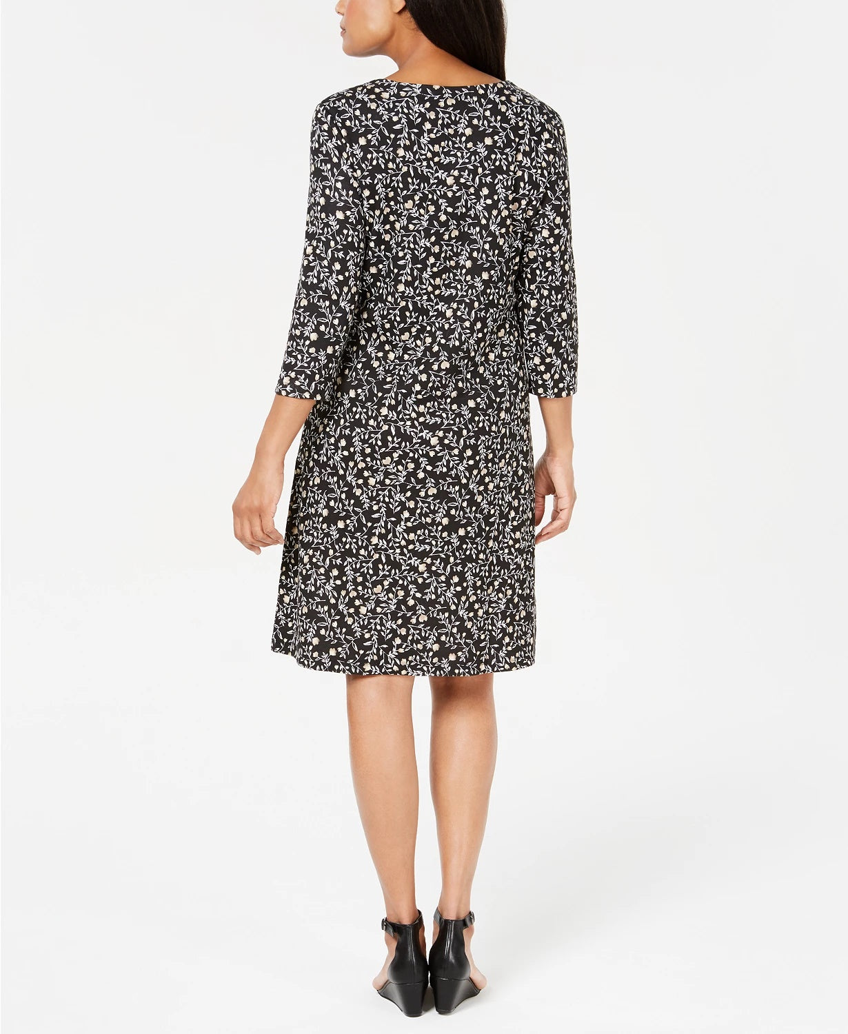 Vestido curto feminino Karen Scott com estampa floral, preto, tamanho pequeno