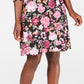 Vestido estampado feminino Karen Scott com decote redondo, preto, tamanho pequeno e pequeno