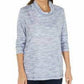 Karen Scott Sport Feminino Space-Dyed Cowlneck Top Marinho Tamanho XXG