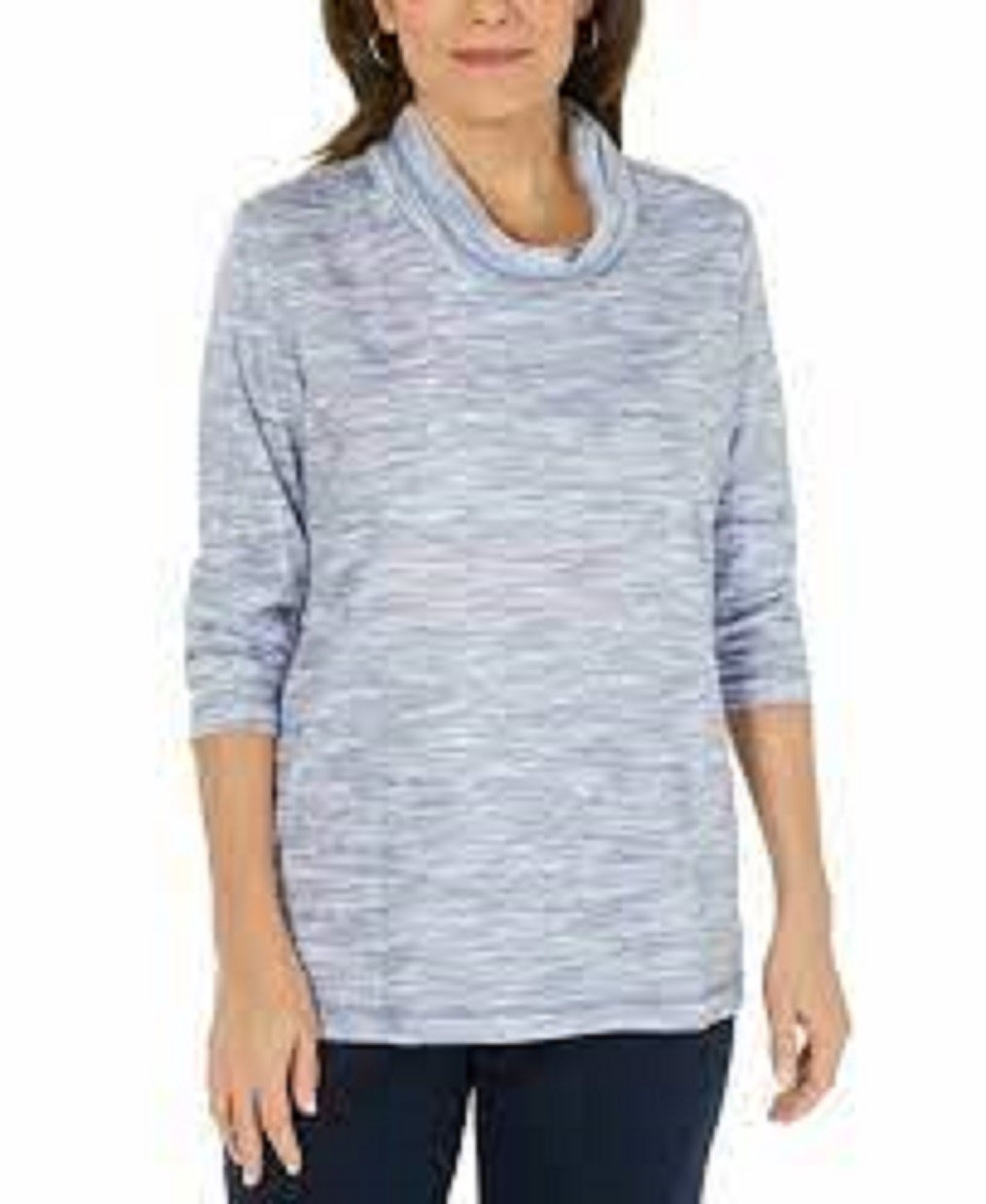 Karen Scott Sport Feminino Space-Dyed Cowlneck Top Marinho Tamanho XXG