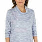 Karen Scott Sport Feminino Space-Dyed Cowlneck Top Marinho Tamanho XXG