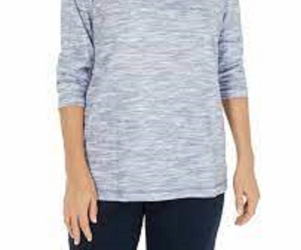 Karen Scott Sport Feminino Space-Dyed Cowlneck Top Marinho Tamanho XXG