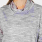 Karen Scott Sport Feminino Space-Dyed Cowlneck Top Cinza Tamanho X-S