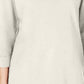 Moletom feminino Karen Scott Sport Cotton com tachas e manga 3/4, branco, tamanho grande