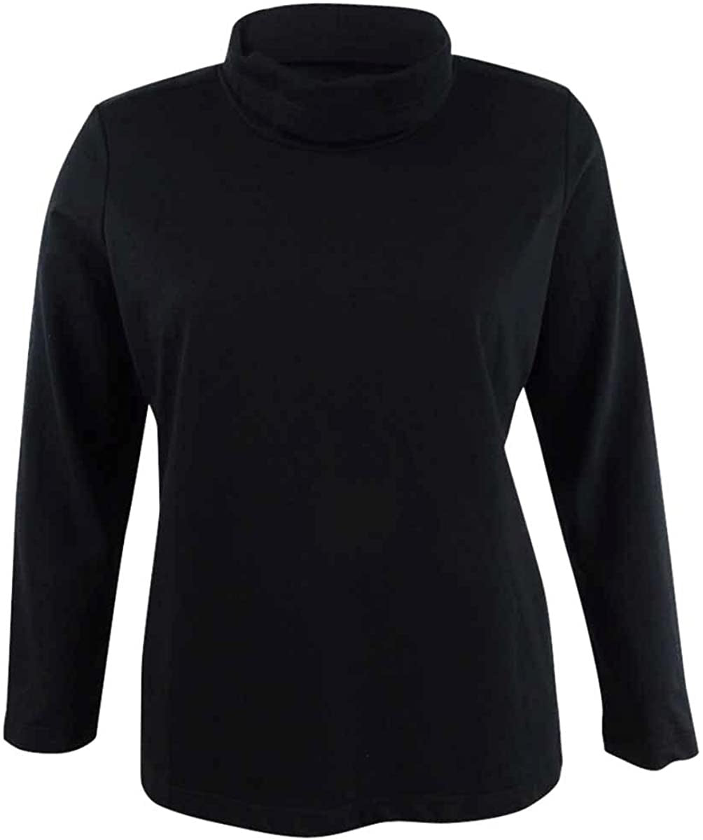 Karen Scott Top esportivo feminino com gola alta, preto, tamanho extrapequeno