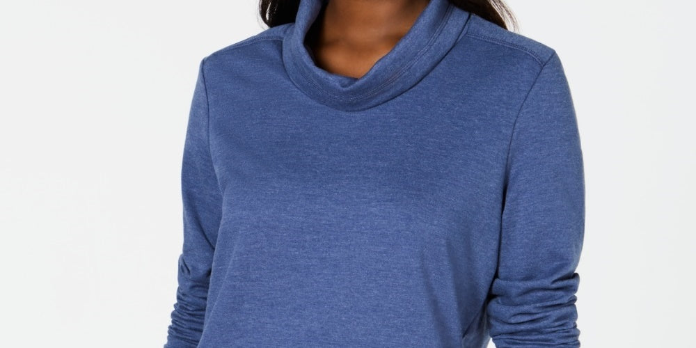 Karen Scott Top esportivo feminino com gola alta, azul marinho, tamanho pequeno