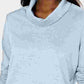 Karen Scott Top esportivo feminino com gola alta, azul, tamanho extragrande
