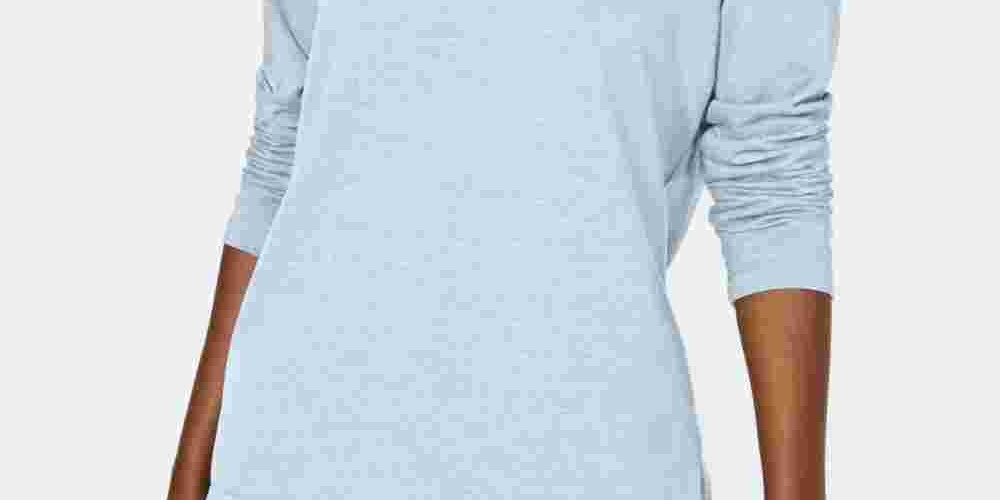 Karen Scott Top esportivo feminino com gola alta, azul, tamanho extragrande