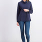 Karen Scott Top esportivo feminino com gola alta, azul marinho, tamanho XXG