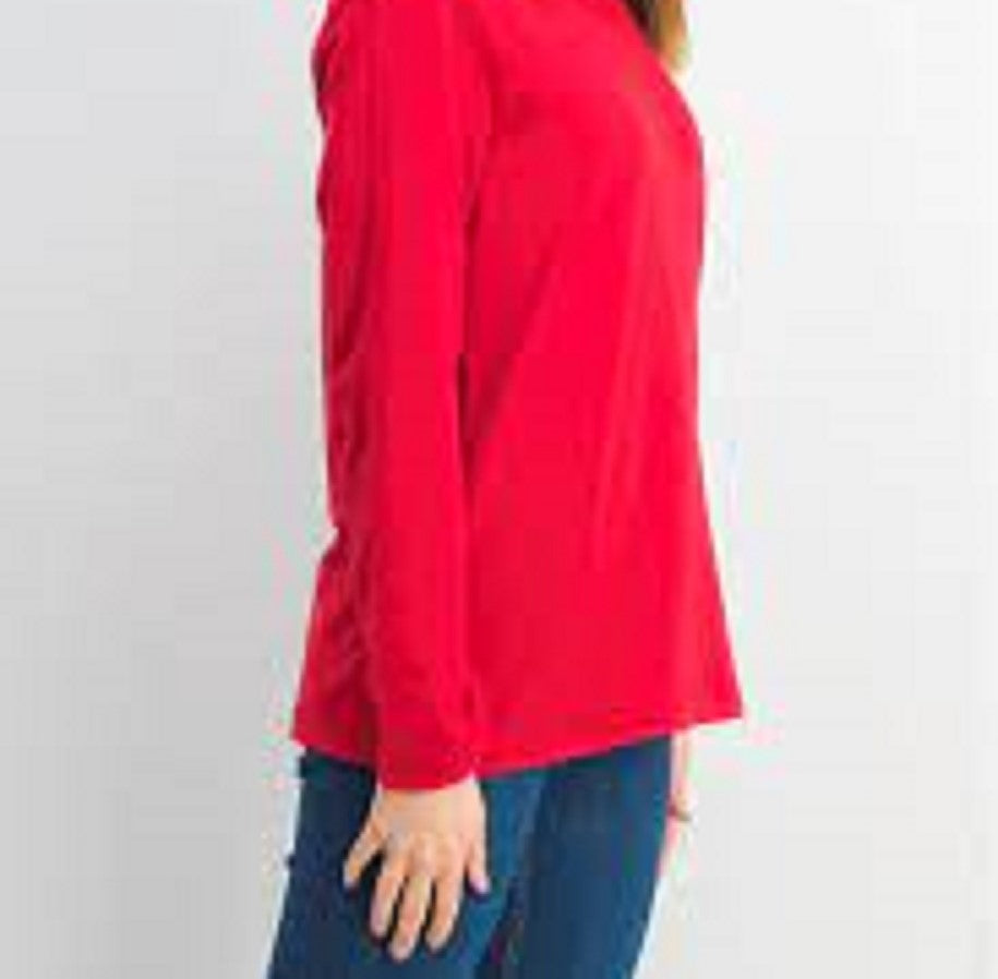 Karen Scott Sport Top Feminino Gola Redonda Vermelho Brilhante Tamanho Grande
