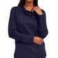 Blusa feminina Karen Scott de manga comprida mesclada e gola alta, azul, tamanho pequeno e pequeno
