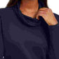 Blusa feminina Karen Scott de manga comprida mesclada e gola alta, azul, tamanho pequeno e pequeno