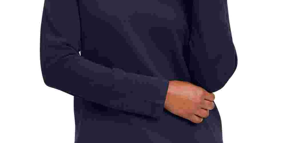 Blusa feminina Karen Scott de manga comprida mesclada e gola alta, azul, tamanho pequeno e pequeno