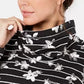 Karen Scott Blusa Feminina Listrada com Estampa Floral e Gola Funil, Preta, Tamanho Pequeno Médio