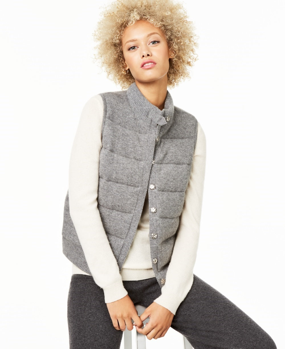 Colete de cashmere feminino Charter Club cinza tamanho pequeno G