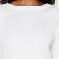 Blusa feminina Karen Scott de algodão com acabamento em renda, branca, tamanho pequeno